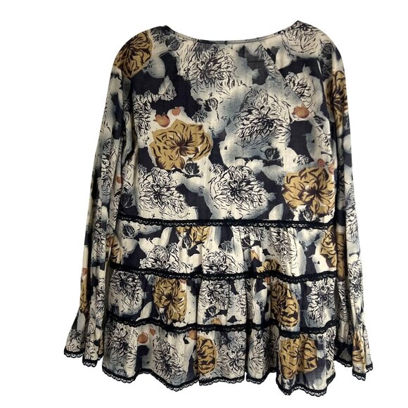 Johnny Was 4 Love & Liberty Womans S Peasant Boho Lace Tiered Blouse 100% Cotton - Picture 2 of 8